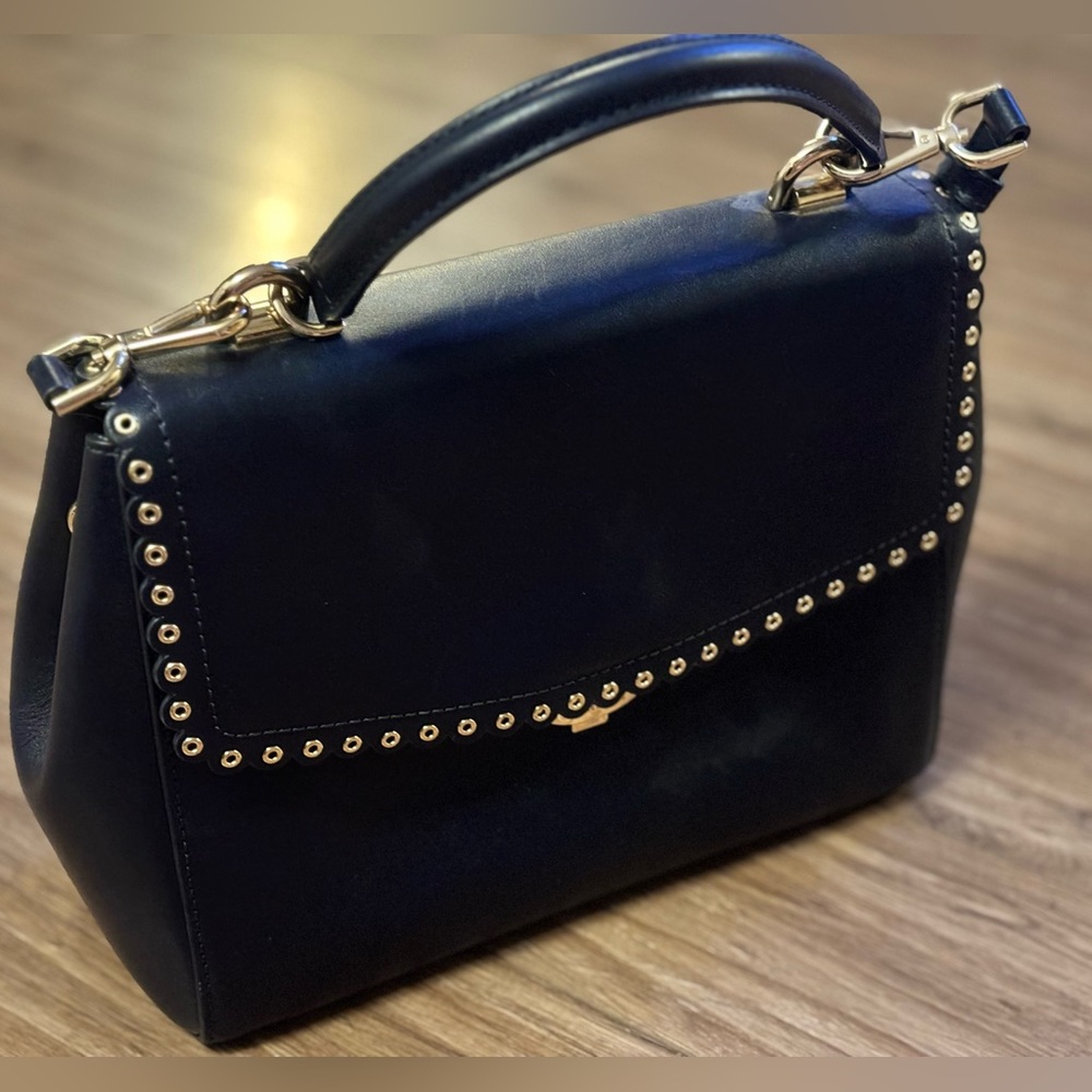 Michael Kors Ava Medium Admiral TH Satchel Leather Handbag 0590